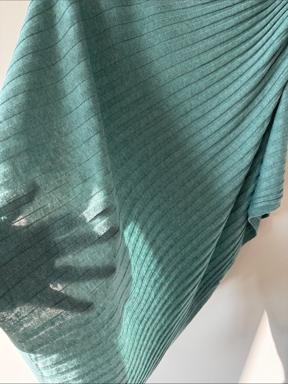 J. Jill Teal Ribbed Silk Cotton Knit Poncho - Picture 4 of 6